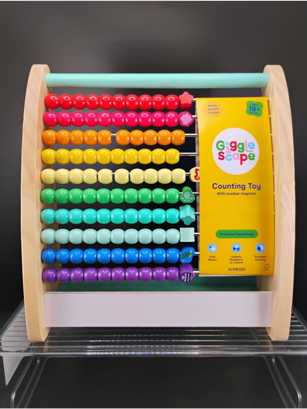 Gigglescape Counting Toy Wooden Abacus With Number Magnets